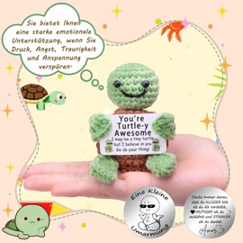 Mwmoeen Pocket Hug Lucky Charm Turtle, Positive Gifts Turtle, Creative Knitting Wool Animal and Small Hug Lucky Charm, Best Friend Gifts with Positive Energy Card