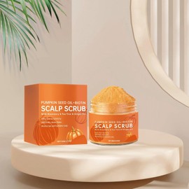 2PC Aceite de semilla de calabaza Exfoliador del cuero cabelludo con biotina y romero, limpieza del cuero cabelludo nutritivo y mantenimiento del cabello saludable 120g