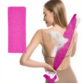 Woyinger 1PCS African Exfoliating Net Sponge, Long-Strip Back Scrubber, Body Exfoliator Shower Bath Accessories (Pink)