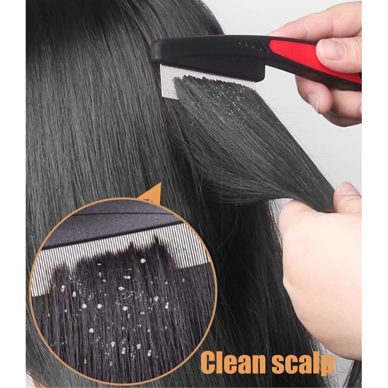 3PC Stainless Steel Fine Tooth Dandruff Remover Comb - Scalp