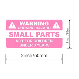 M MeshaKippa Small Parts Choking Hazard Warning Stickers, 1x2inch, 300pcs, Vinyl/PVC/Polypropylene, Cartoon Style, Single Use, Rectangular, 1.0 Count