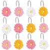 CTOHN 12-Piece Flowers Shower Curtain Hooks, Daisy Floral Stainless Steel
