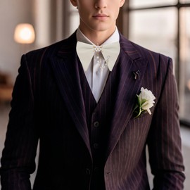 GHTIYLP Oversized Bow Ties for Men Pre-tied Bow Tie with Pearl Decoration Adjustable Bowties Men for Wedding Party Business (Pearl-beige 02)