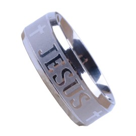 Tanyoyo 8MM Stainless Steel Jesus Cross Ring Silver Size 6-14 (6)