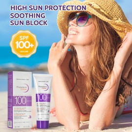 Sun Cream SPF 100 PA+++, Sports Sunscreen SPF 100, Ultra Light UV Protection Face Sunscreen, Very High Protection Suncream Factor 100, Very Water + Sweat Resistant, Refreshing, Non-Greasy & Non-Sticky