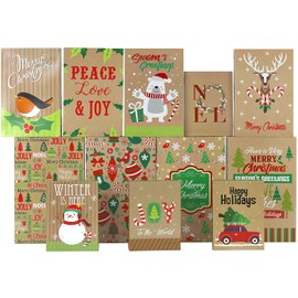 Iconikal Christmas Holiday Kraft Gift Boxes - 3 Sizes, 12-Pack