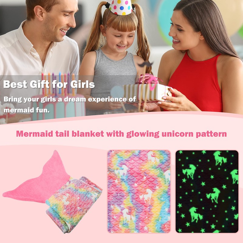 Catalonia Classy Glow in The Dark Mermaid Tail Blanket, Soft