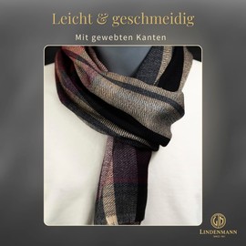 LINDENMANN Men's Scarf, Grey/Purple, Thin 50% Polyacrylic / 50% Viscose, Purple