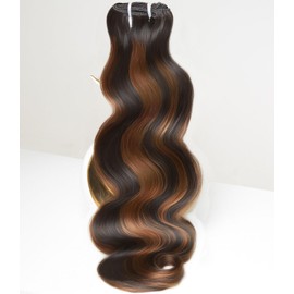 mlip Raw Bundles Human Hair Body Wave, No Tangle Shedding, Keep Texture Silky Soft After Multiple Washes, 15A Raw Indian Hair Bundles 10 Inches, Brown Highlight Bundles