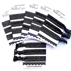 Bachelorette Hair Ties Set No Crease Ribbon Elastics Ouchless Ponytail Holders Hair Bands for Bachelorette Gift Bridesmaid Gift Bride Showers (6 Pack, Glitter White)