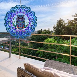 YATOSEEN Rotating Metal Owl Wind Chimes - 12 Inch Wind Chimes Decorative Gifts Hanging Decoration for Indoor and Outdoor Use for Garden, Yard, Patio, Backyard or Porch
