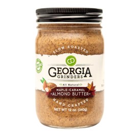 Georgia Grinders Maple - Caramel Almond Butter Creamy Gourmet Nut Butter Spread, Non-GMO, Gluten Free, No Palm Oil, No Added Sugar, Vegan Friendly, 12 Ounce (2 Pack)