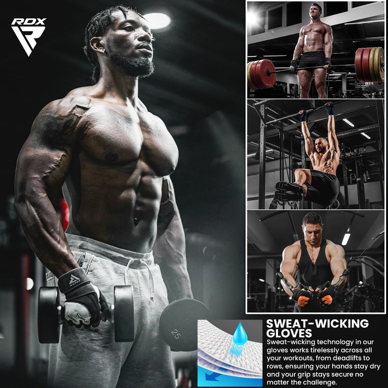 RDX Weight Lifting Gloves Leather Cowhide Gym Crossfit Workout Powerlifting