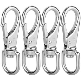 Faneta Stainless Steel Swivel Eye Snap Hooks, Flag Pole Clips, Marine Grade Scuba Diving Clips, Heavy Duty Spring Snap Hooks, Sturdy Metal Boat Hooks (4 Inch, M6/2#, 4-Pack)