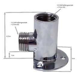 Soytich Wall Plate and Wall Arm in Various Variants/Length Inlet Arm Wall Connection, Shape and Length: Wall Plate 02 1/2 Male to 1/2 Female Thread