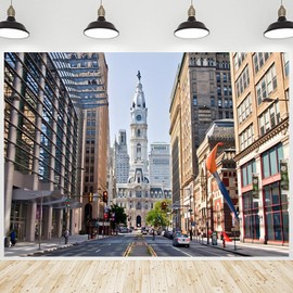CRTPOD City Landscape Backdrop Skyscraper Street Scenery Background Photography Banner for Adults Children Portraits Birthday Party Decorations Supplies Wallpaper Photo Photobooth Props 5x3ft