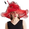 Women Elegant Organza Derby Hat Wide Brim Sun Hats for