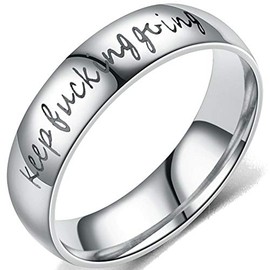 Jude Jewelers 6mm Stainless Steel Keep Fucking Going Inspirational Encouragement Wedding Band Ring (Silver, 9)