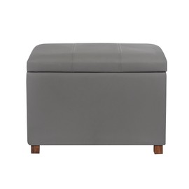 Asense 24'' Small Square Ottoman with Lift Off Lid, Storage Cube Leather Ottoman for Foot Rest, Footstool for Dorm, Living Room, Bedroom,Slate Gray