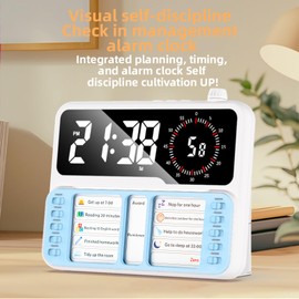 7-in-1 Visual Timer for Kids and Adults, ADHD Planner with 12/24 Hour Visual Timer, Planning Board, Countdown, Alarm Clock, Calendar, Temperature Display, Storage Area, Autism & ADHD Tools