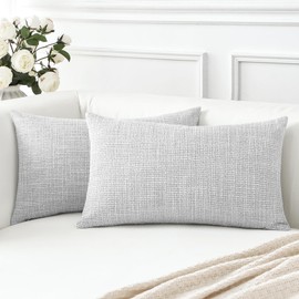 Artscope Set of 2 Cushion Covers, Plain Throw Cushion Cover, Linen Cushion Covers, Modern Decorative Cushion Cover Set, Cushion Case for Sofa, Bedroom, Home Decor, 30 x 50 cm, Light Grey