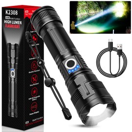 MOREVAC Rechargeable Tactical Flashlights High Lumens,Super Bright LED Flashlight,Powerful Flash Light with 5 Modes,Waterproof,Power Handheld Flashlight for Emergency,Camping,Hurricane,Hiking