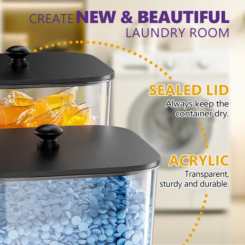 4 Pack Laundry Pods Container, Clear Laundry Room Organization Containers,Large