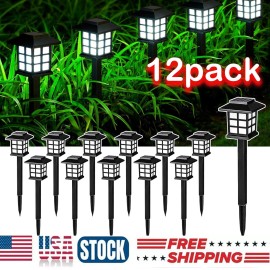 Unbranded 12 Pack Solar Pathway Outdoor Landscape Lights Waterproof House Shape Decorative