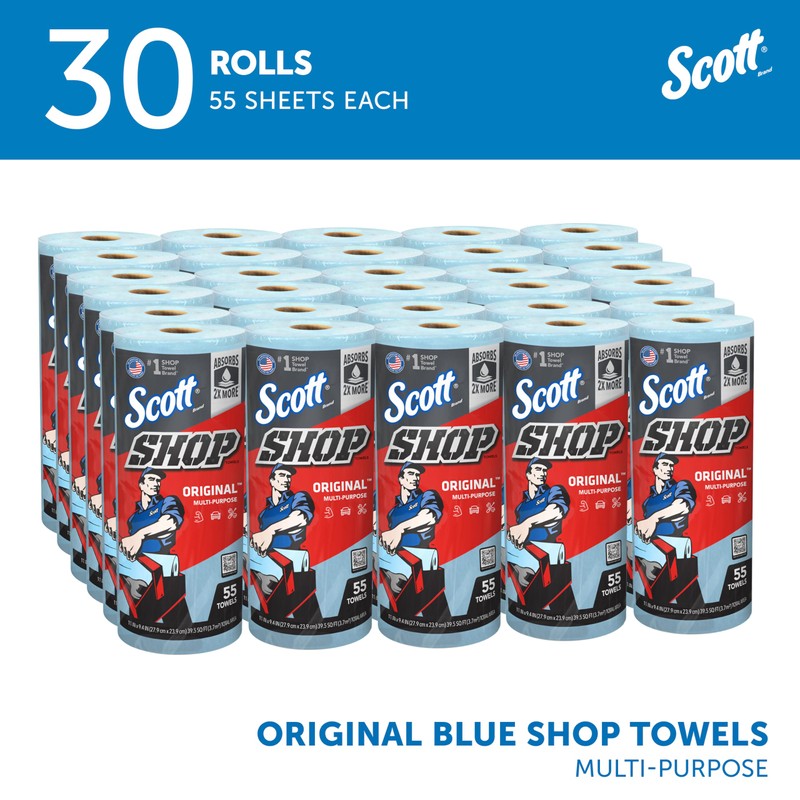 Scott Shop Original Blue Towels (75130), 9.4"x11" Cloth-like Paper Towel