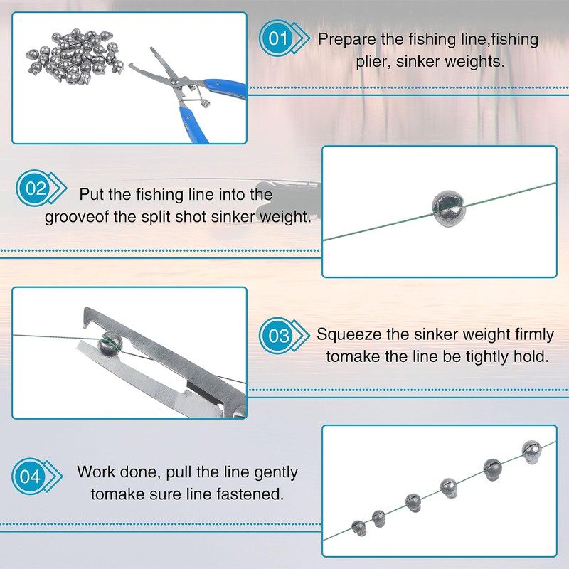 Split Shot Fishing Weights Sinkers,120pcs Removable Round Split Shot Sinkers