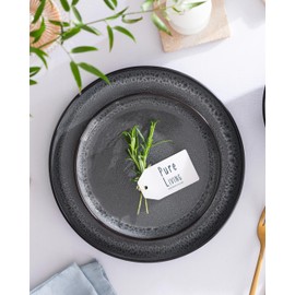 Stoneware Bowl Set of 2, Stylish Bowls Set modern dark gray, 14.5 Oz Pasta Bowls Ceramic, Dishwasher and Microwave Safe