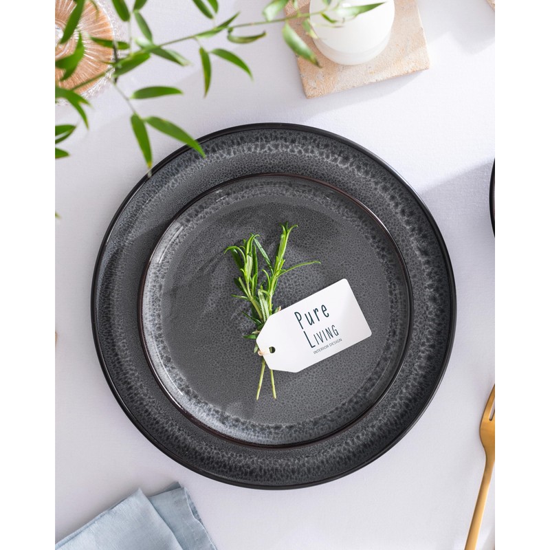 Stoneware Bowl Set of 2, Stylish Bowls Set modern dark