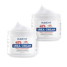 OUKEYA NEW FORMULA Urea Cream 40% Plus 2% Salicylic Acid for Feet Maximum Strength, Dry Cracked Hand Heel Moisturizing Repair Lotion for Knees, Elbows, Removes Corns, Dead Skin Cream, 5.29 oz 2 Pack