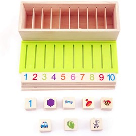POFET Montessori Sorting Toddlers Children's Education, 1 Sorting Box, 8 Sorting Strips, 80 Mini Sorting Cards