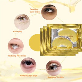 Eye Mask 24K Collagen Natural 15 Pairs for Swollen Eyes & Bags, Moisturising, Anti-Ageing Eye Pads, Anti-Oxidation, Firming Skin Hyaluronic Eye Pads Against Wrinkles Eye Pad