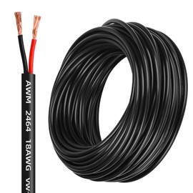 18 Gauge 2 Conductor 18 AWG Stranded PVC Cord Oxygen-Free Copper Cable 100FT 2 Core Flexible Extension Power Cord for Auto LED Lamp Lighting Strips Automotive