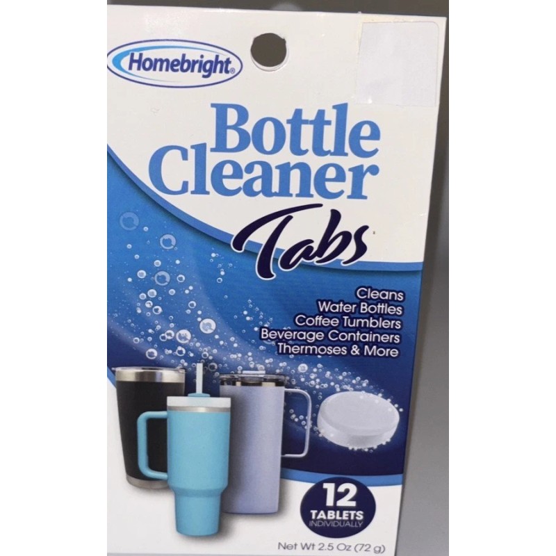 Homebright Bottle Cleaner Tablets 1pk 12pcs Cleans Water Bottles,Coffee