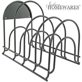 Southern Homewares 5-Tier Pan Organizer Rack – Metal Pot Holder for Kitchen, Space-Saving Lid and Pan Storage, Wall Mount & Countertop Use, 13” x 8” x 10.3” Gray