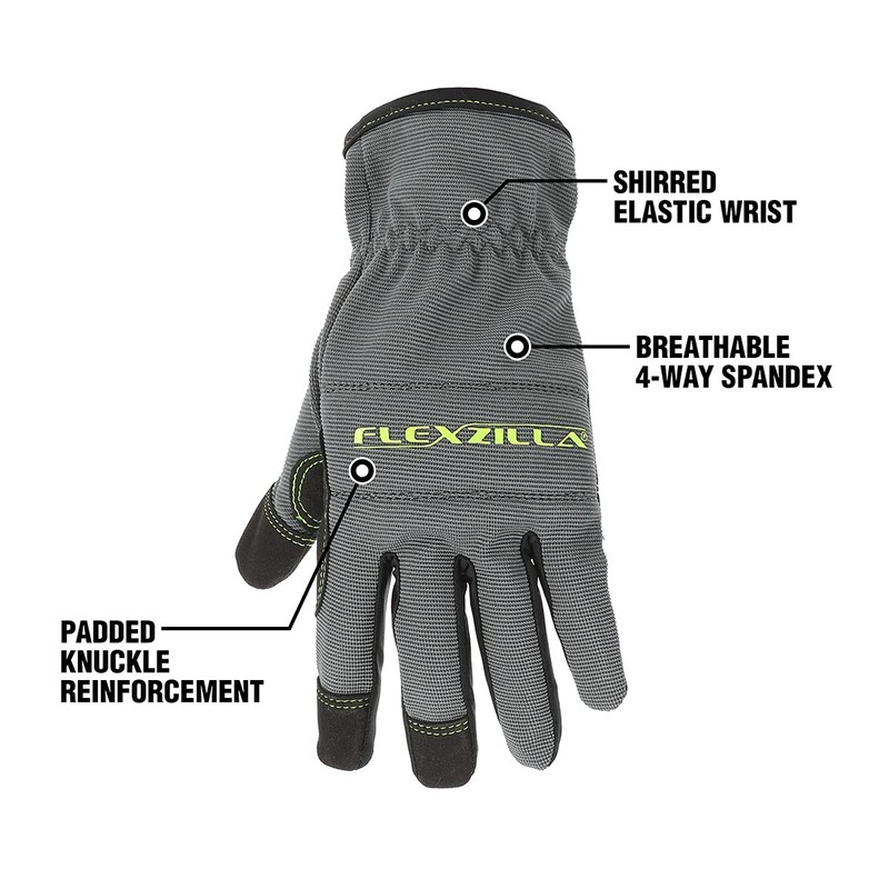 Flexzilla GH100XXL High Dexterity, Synthetic Leather, Black/Gray, XXL Utility Gloves,