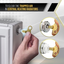 Solid Brass Universal Radiator Bleed Key- 2 Pack, 5mm Radiator Key for Venting and Bleeding Radiators- Easy to Use, Heavy Duty Radiator Plumbing Bleed Key, UK Radiator Valve Clock Key.