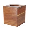 Elama Acacia Wood Square 5.5 Inch Tissue Box Holder, Decorative