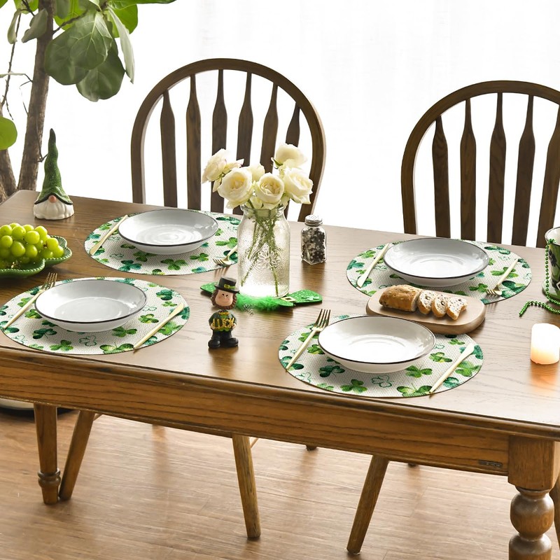 Artoid Mode Lucky Shamrock St. Patrick's Day Round Placemats Set