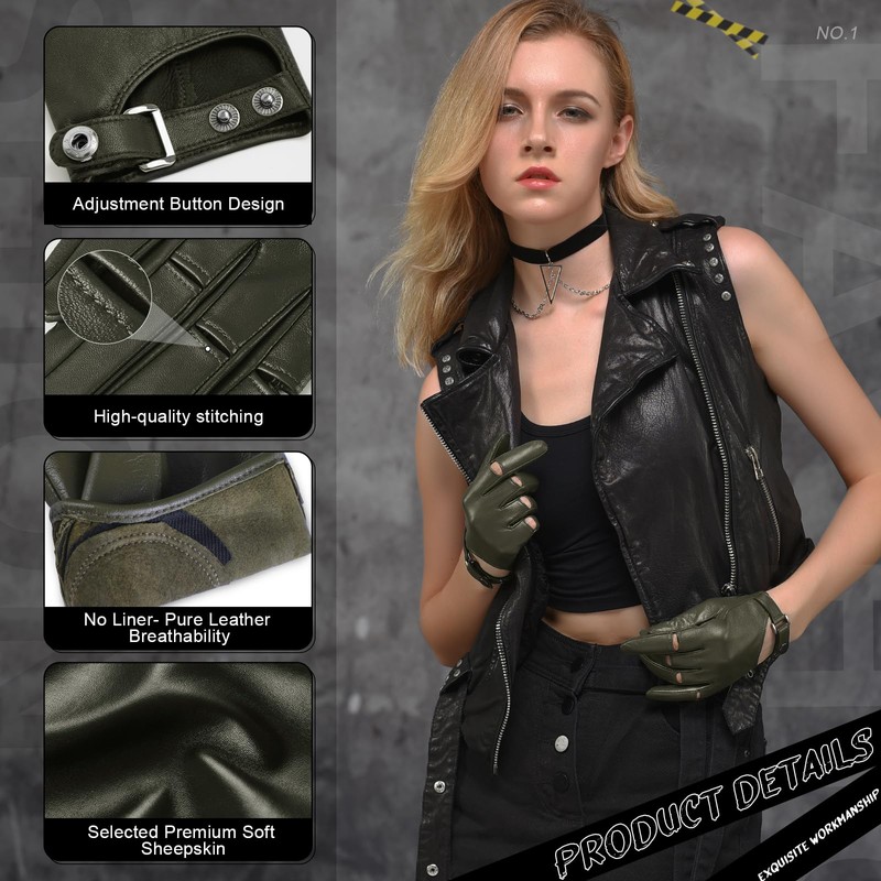 FIORETTO Women's Genuine Leather Gloves for Driving, Motorcycle-Unlined Thin Touchscreen