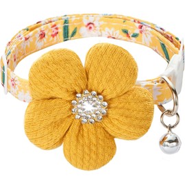 Cat Collar, HYQHYX Breakaway Kitten Collar with Flower,Rhinestone Kitty Collar with Bell, Floral Pet Collar with Safety Buckle for Cats and Puppy Dog