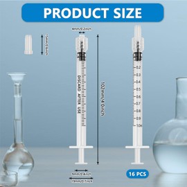 16 Piece Plastic Syringe Set, 1 ml Thread Port Colostrum Syringe Without Needles, Durable Clear Scale Dosing Syringe with Cap, Syringe Lock Latex-Free for Feeding Pets