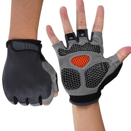 WULI Cycling Gloves Half Finger Men's and Women's Fitness Gloves for Cycling, Breathability, Anti Slip Yoga Equipment, Anti cocooning, Thickened Palm (Gray(hickened Palm), Medium)