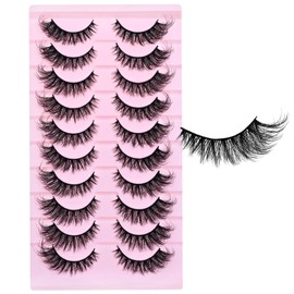 SLSXNL Strip Lashes Cat Eye Lashes Natural Lashes Wispy False Eyelashes Fox Eye Lash Extensions 10 Pairs