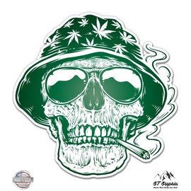 Pot Smoker Skull - 20" - Large Size Vinyl Sticker - Outdoor Indoor Decor