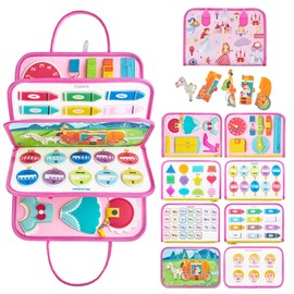 Freebear Busy Board Toddler Travel Toys Quiet Book Sensory Board for Toddlers 1 2 3 4, Montessori Educational Toys for 3 4 Year Old Girls Boys Gift, Princess