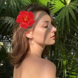 4 Pieces Hawaiian Flower Hair Clips Hawaiian Flower Hair Clips for Women Plumeria Hibiscus Hair Clip Hair Accessories for Girls Women Wedding Beach Summer Multicolor